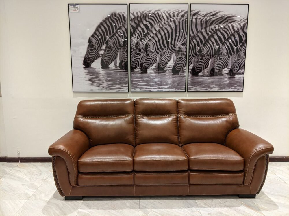 Olympus Full Leather 7 Seater Sofa in Brown Leather