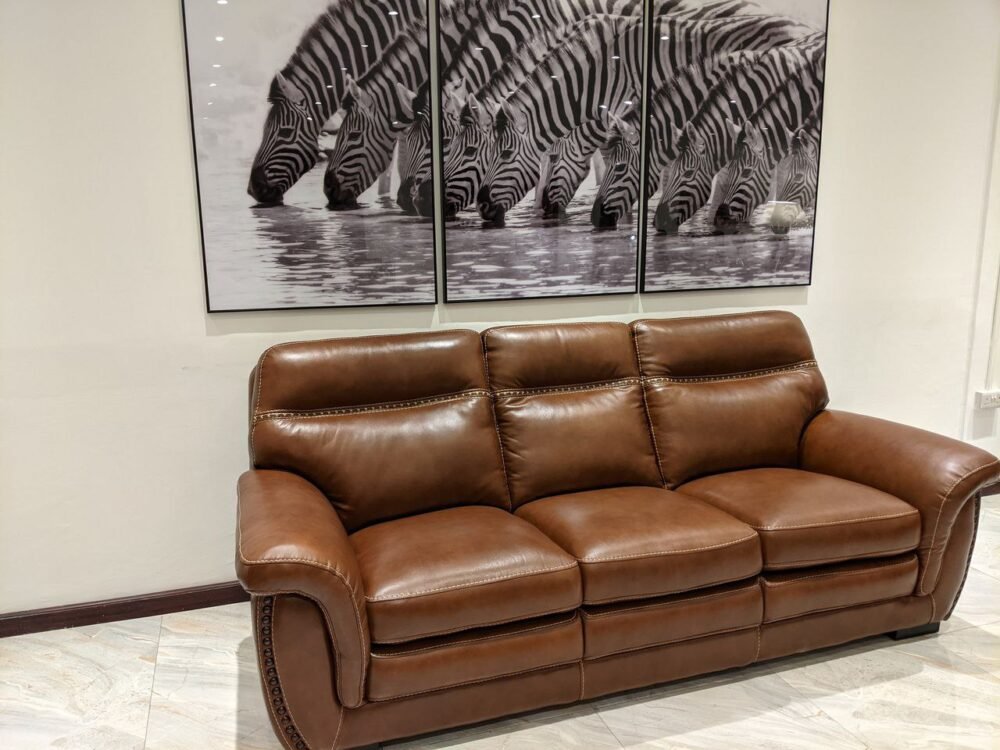 Olympus Full Leather 7 Seater Sofa in Brown Leather