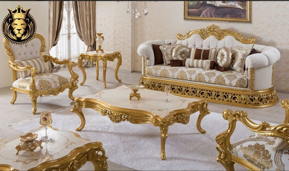 CLASSIC STYLE ROYAL GOLD LEAF LIVING ROOM FURNITURE