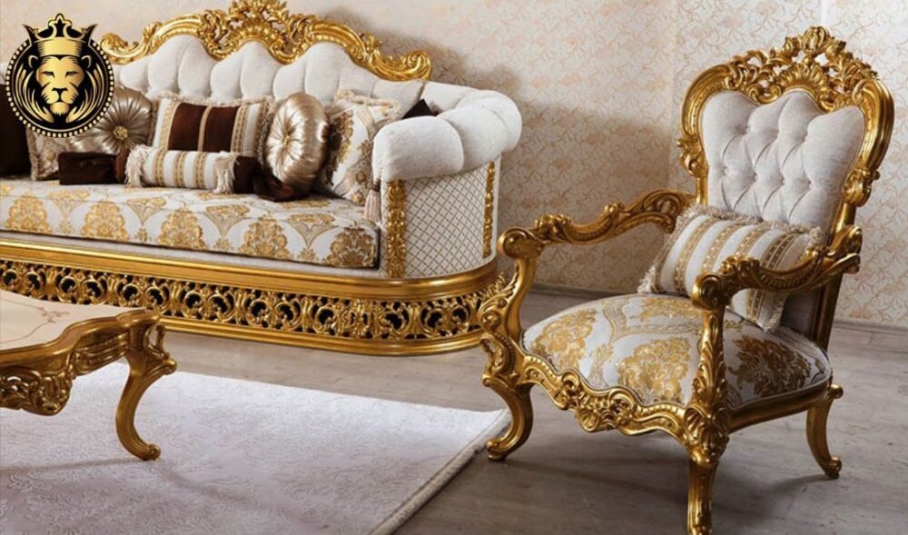 CLASSIC STYLE ROYAL GOLD LEAF LIVING ROOM FURNITURE