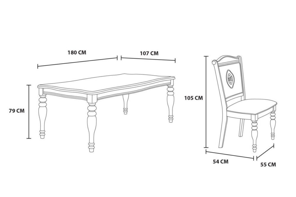 CLEMENTINE Dining Table + 6 Chairs