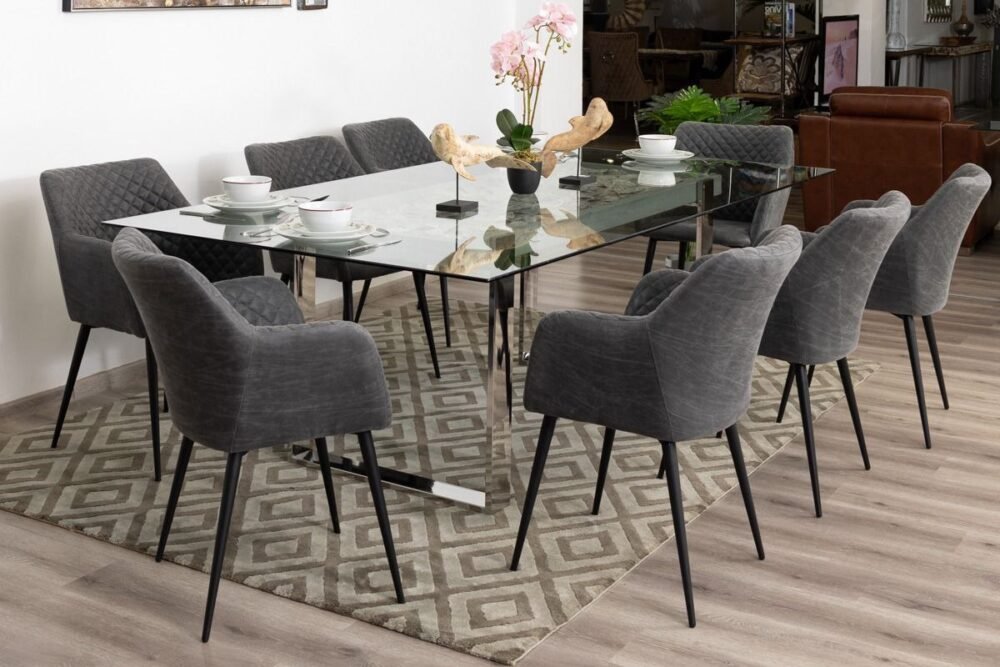 ROMANO Oyster Shell Dining Table + 8 Chairs