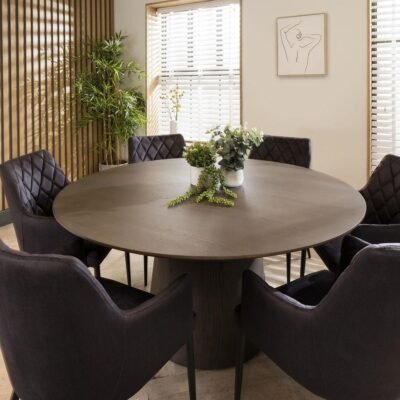 Duke 6 Seater Round Dining Set Grey